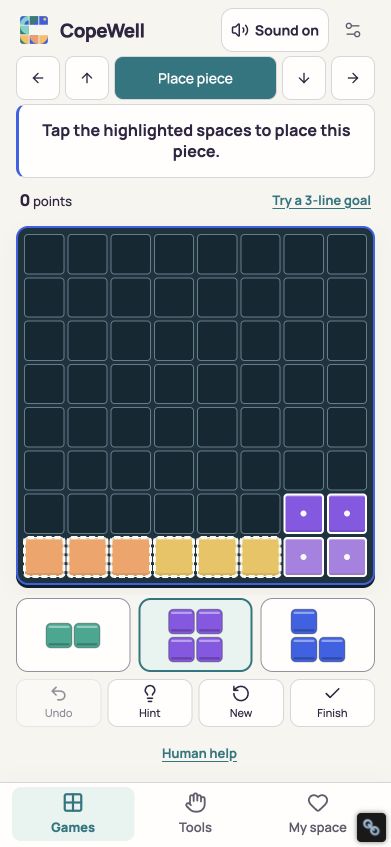 Blocks: place colorful pieces on a board to clear rows and columns